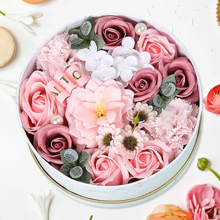 rose soap flower gift round paper box