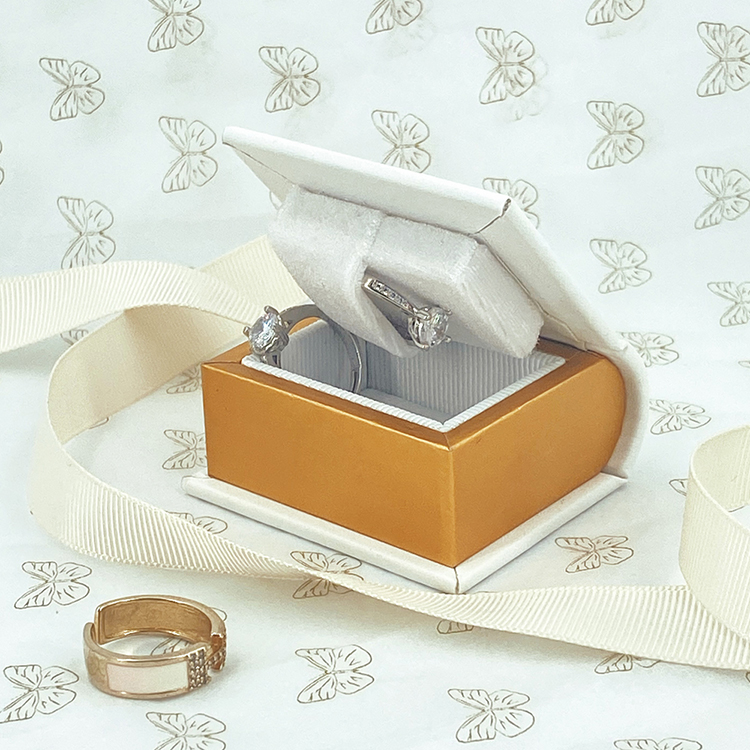 Custom logo book shape paper ring box with sponge insert