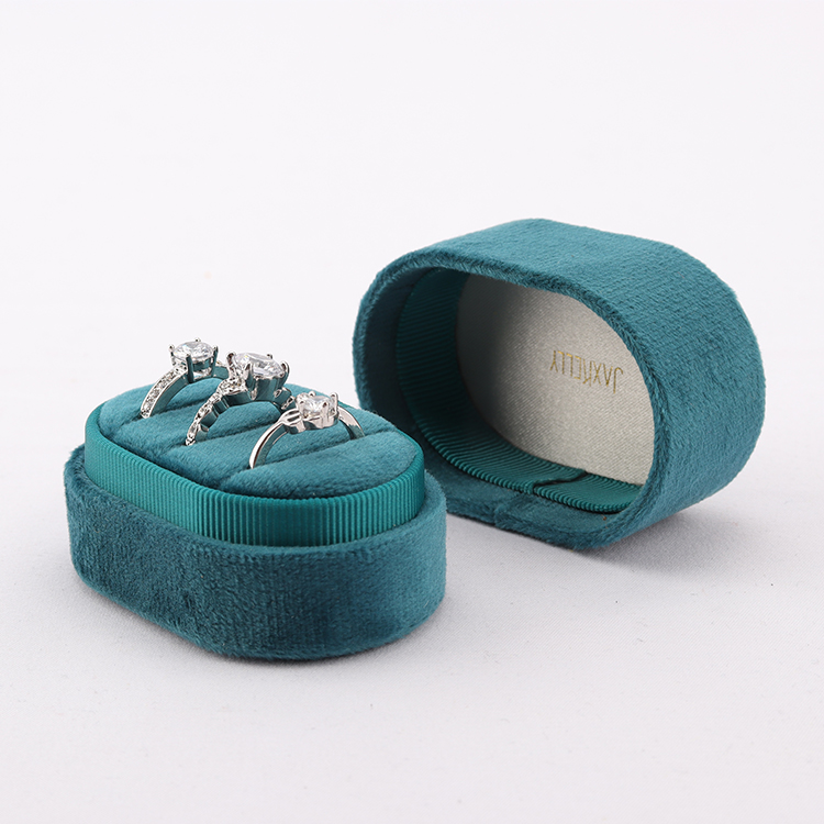 Customized Logo Velvet Jewelry Travel Ring Storage Box Case with Various Colors