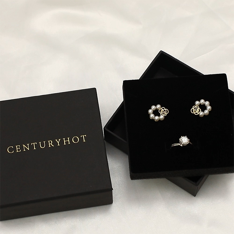 Custom Logo Paper Jewelry Drawer Box with Ribbon Handle