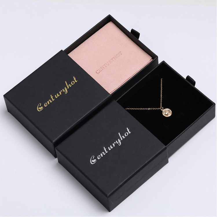 Custom Logo Paper Jewelry Drawer Box with Ribbon Handle