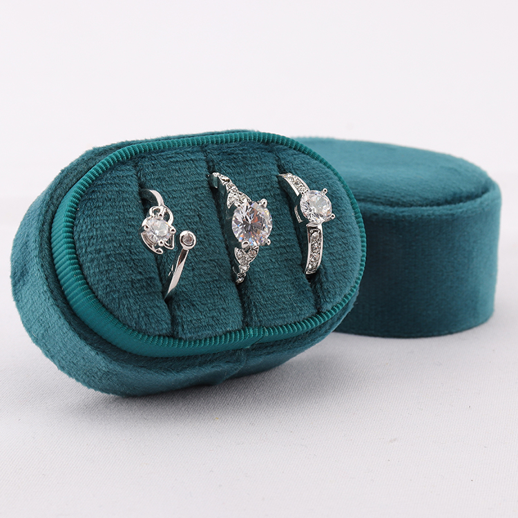 Customized Logo Velvet Jewelry Travel Ring Storage Box Case with Various Colors