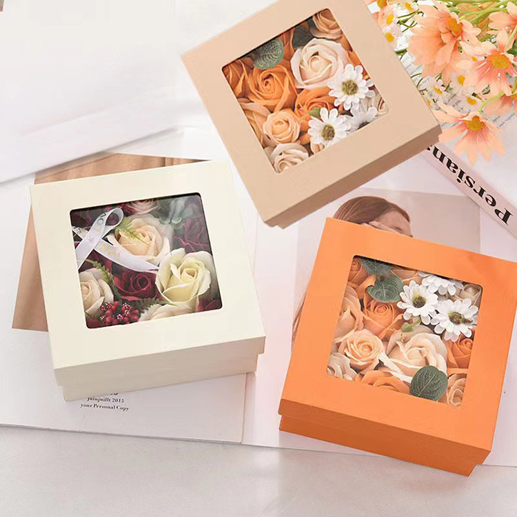 soap rose boxes with PVC window