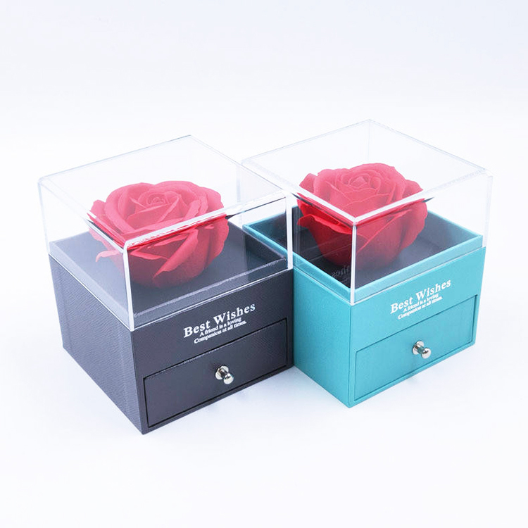 Elegant acrylic flower box with drawer