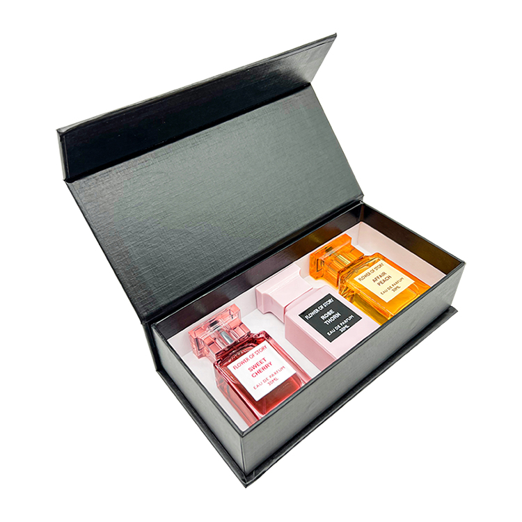 Luxury Magnetic Custom Logo Black Magnetic Perfume Box