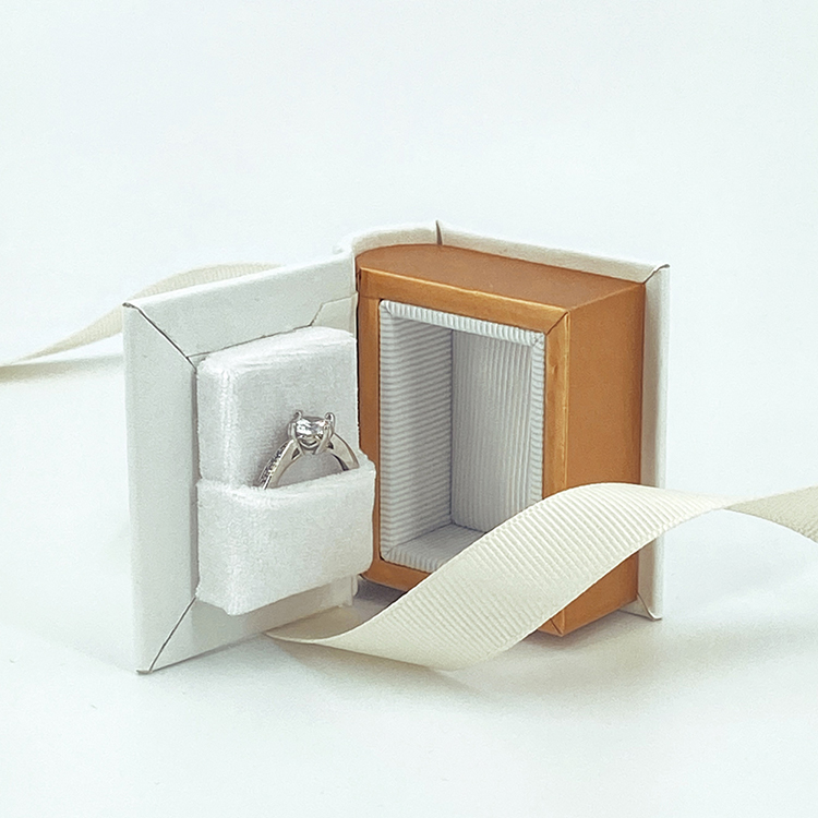 Custom logo book shape paper ring box with sponge insert