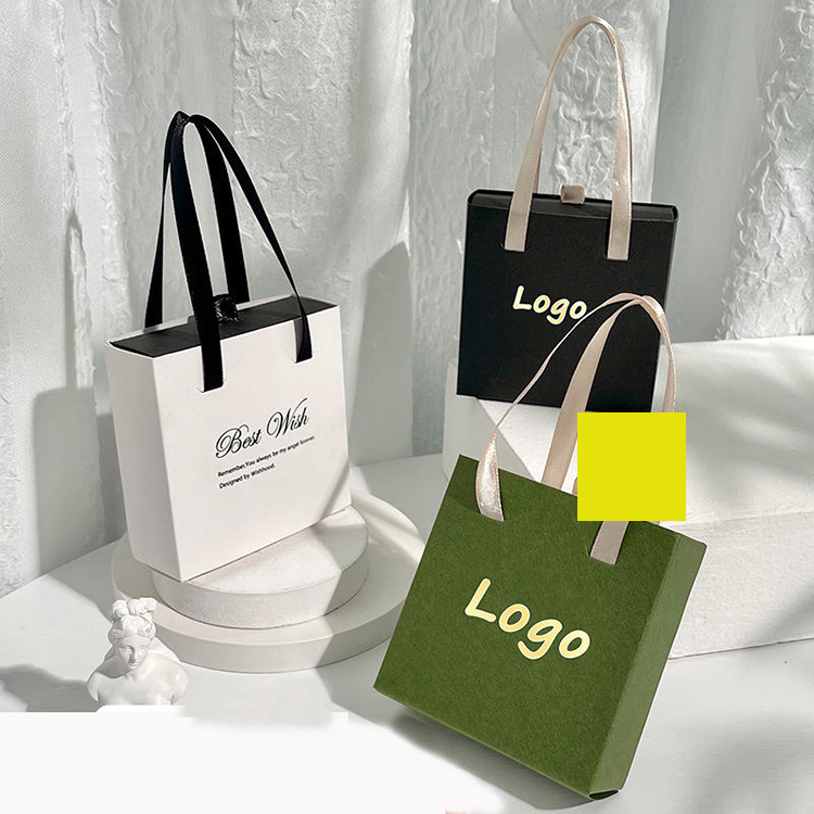 New design creative paper jewelry box packaging with satin handle
