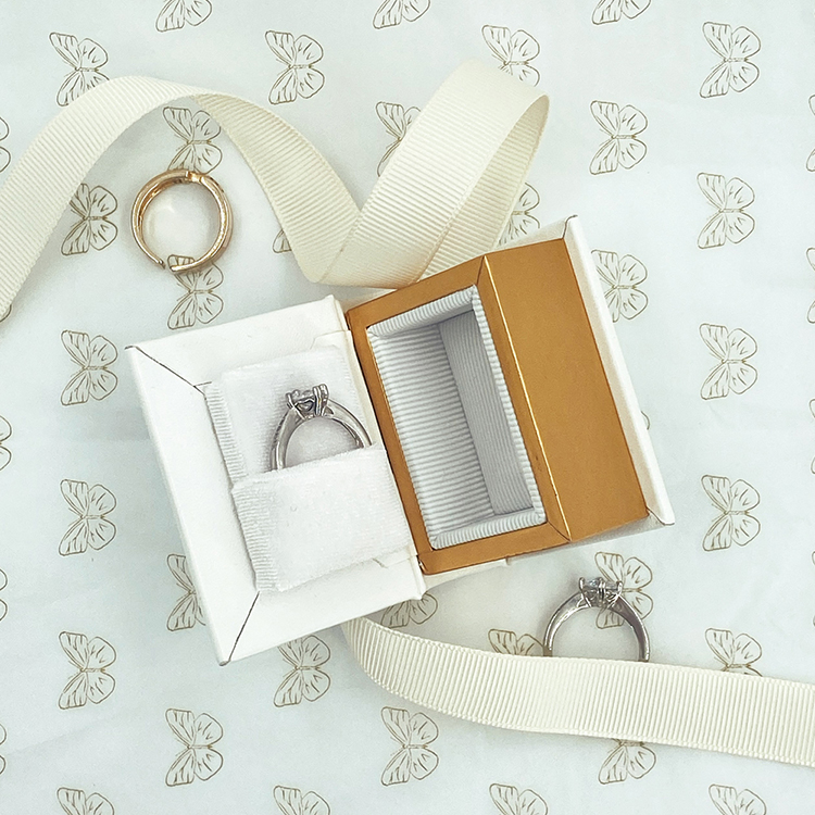 Custom logo book shape paper ring box with sponge insert