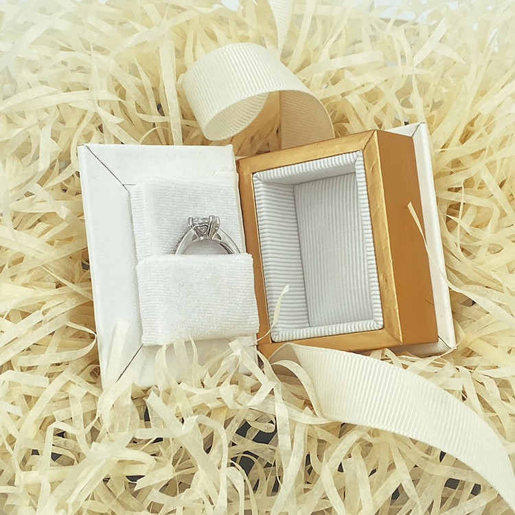 Custom logo book shape paper ring box with sponge insert