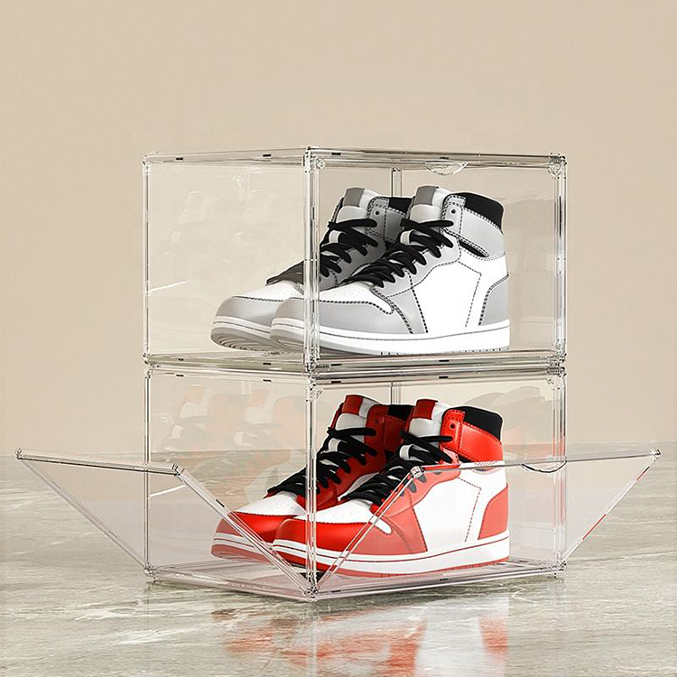 Shoe rack acrylic box with drawer