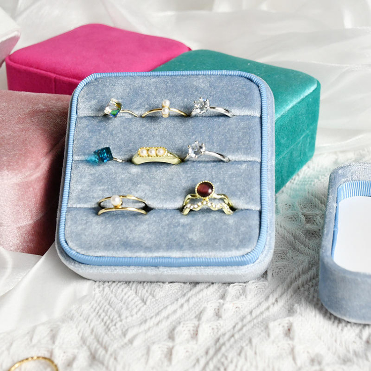  Customized Logo Multi Color Jewelry Velvet Storage Small Ring Display Box