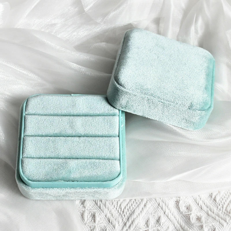  Customized Logo Multi Color Jewelry Velvet Storage Small Ring Display Box