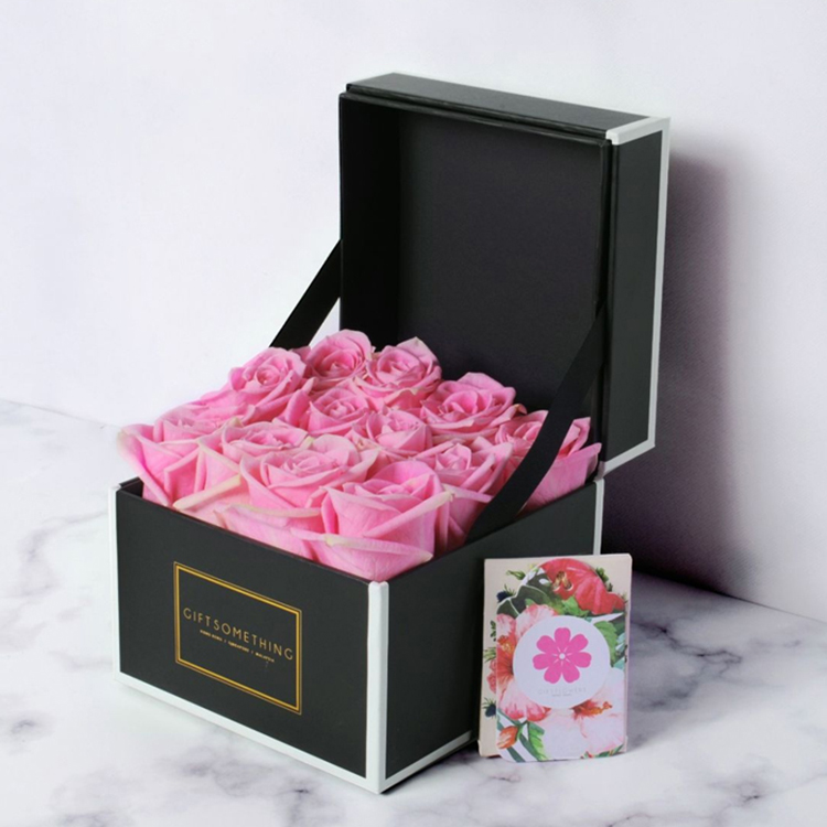 Black elegant gift square flower box