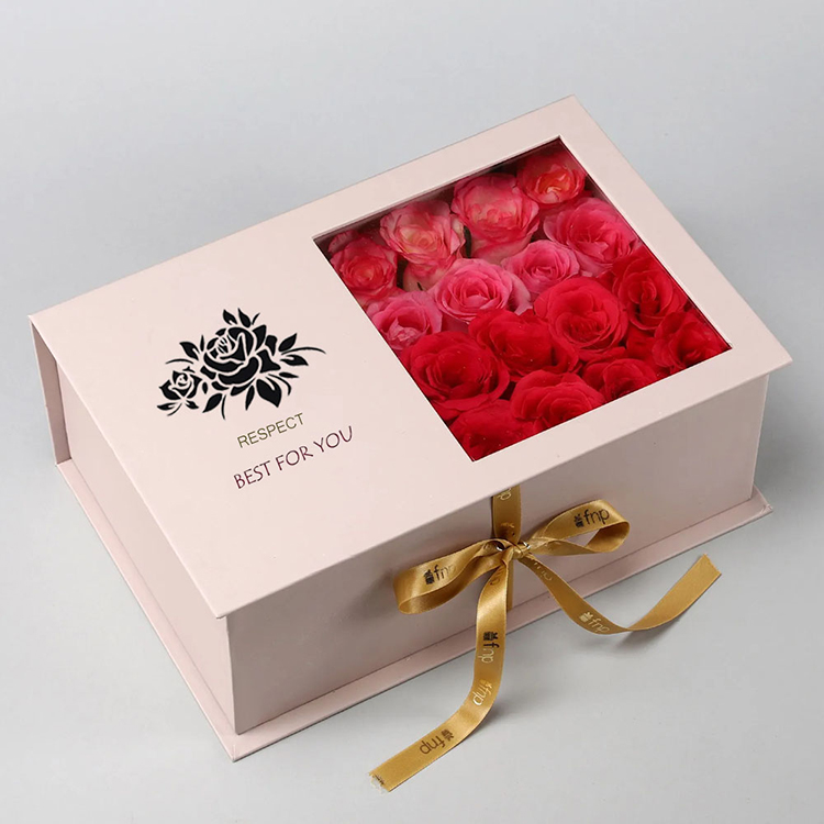 Magnetic luxury flower square gift box