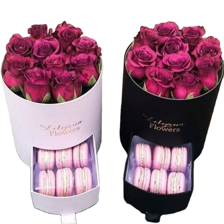 High quality round flower box with drawer