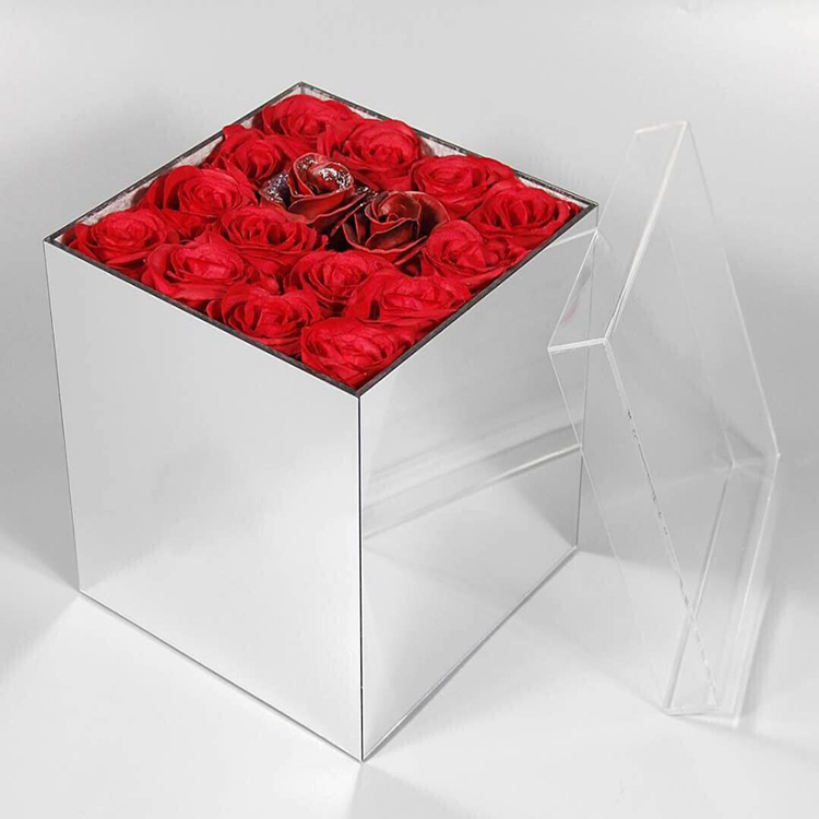 Square acrylic gift flower box