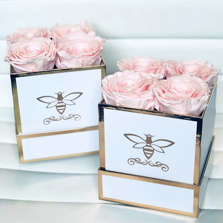 Shiny special paper material square flower box