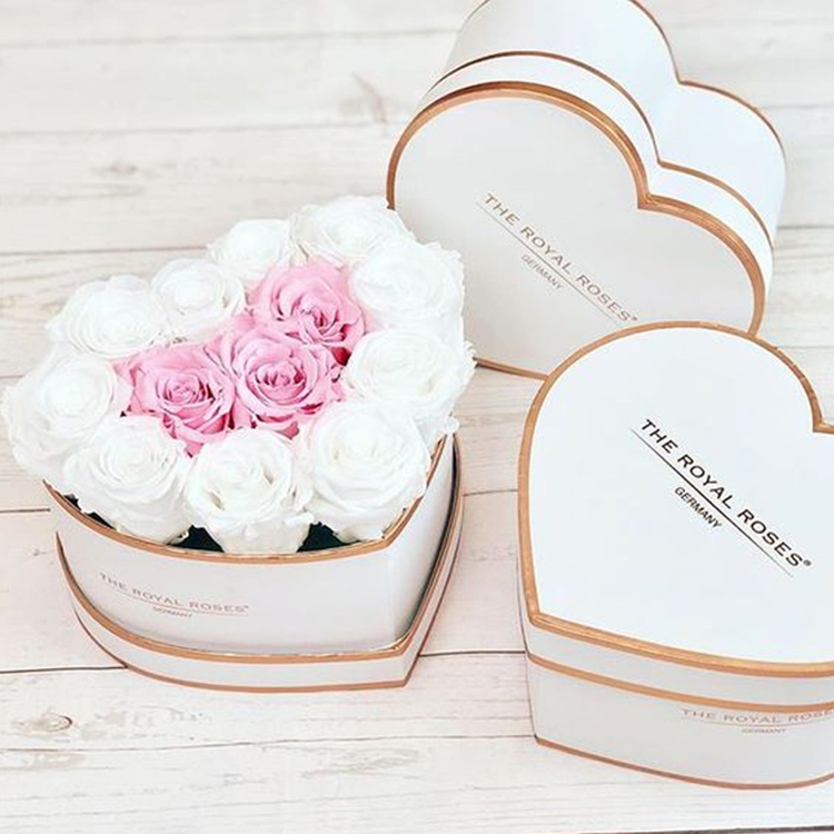 Wholesale heart-shaped flower box with gold rim