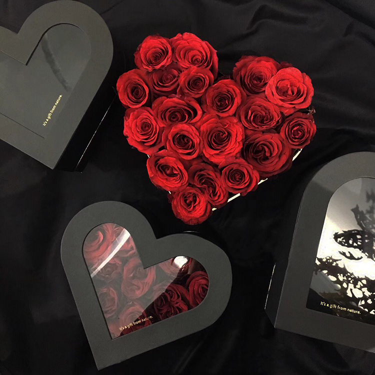 Personalized heart flower box with PVC window