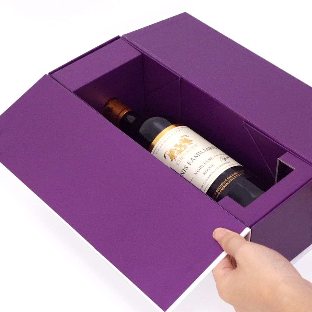  Luxury Foldable Wine Gift Box with Handle for Premium Beverage Packaging