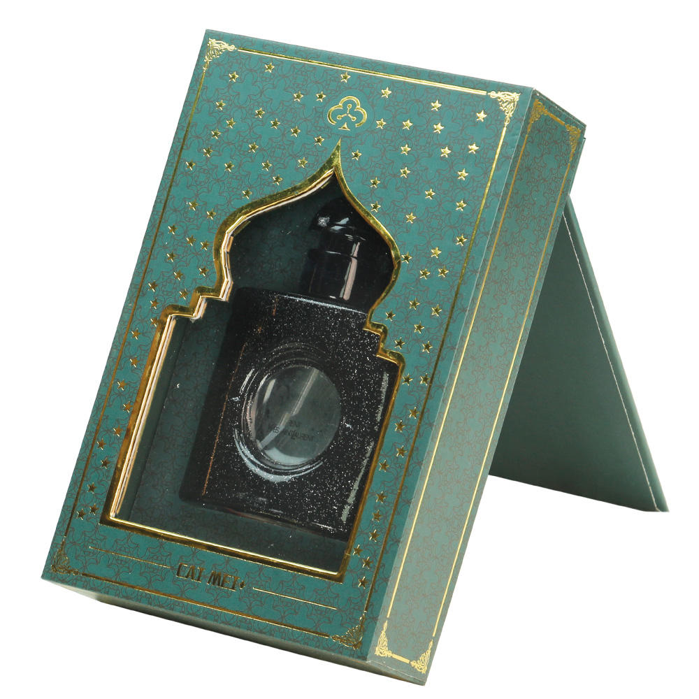 Luxury Drawer-Style Perfume Gift Box with Gold Foil Detailing And Custom Display Insert