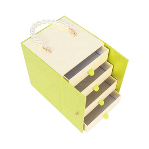 Double Open Drawer Jewelry Gift Box with Pearl Handle, Custom Logo Printing