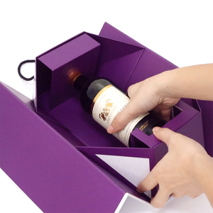  Luxury Foldable Wine Gift Box with Handle for Premium Beverage Packaging