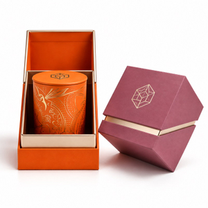 Custom Magnetic Closure Candle Box with Gold Foil Logo, Luxury Rigid Candle Packaging Box