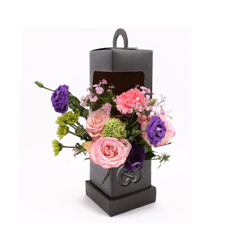 Custom Eco-Friendly Foldable Flower Gift Box with Handle for Fresh Floral Packaging