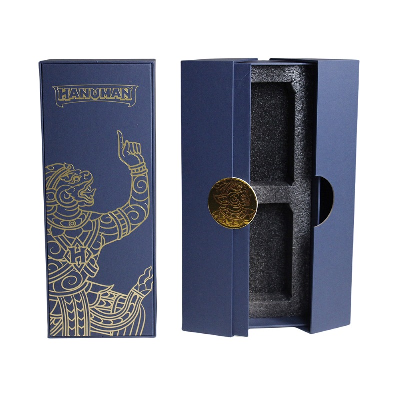 Double Door Magnetic Wine Gift Box with Sponge Insert for Premium Beverage Packaging