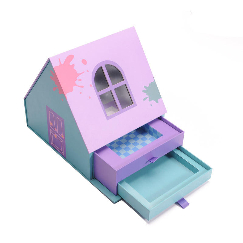 Custom House Shape Drawer Cosmetic Gift Box with Logo for Luxury Beauty Packaging