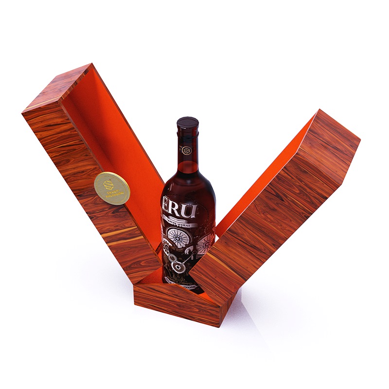 Red Wooden Double Door Wine Gift Box for Premium Beverage Packaging