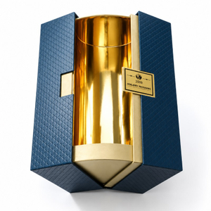 Custom Blue Gold Cylinder Display Gift Box, Luxury Rigid Sleeve Box for Perfume Cosmetic Festival Gift