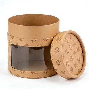 Natural Kraft Candle Tube Box with Window
