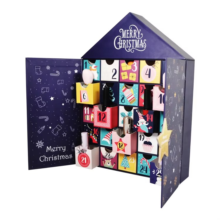Custom Luxury Christmas Advent Calendar Box with Double Door Opening And 25 Drawer Design