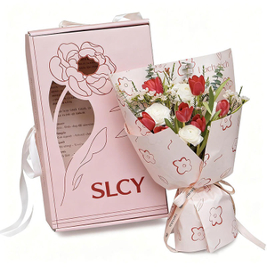 Window Flower Gift Box with Ribbon Handle, Custom Logo