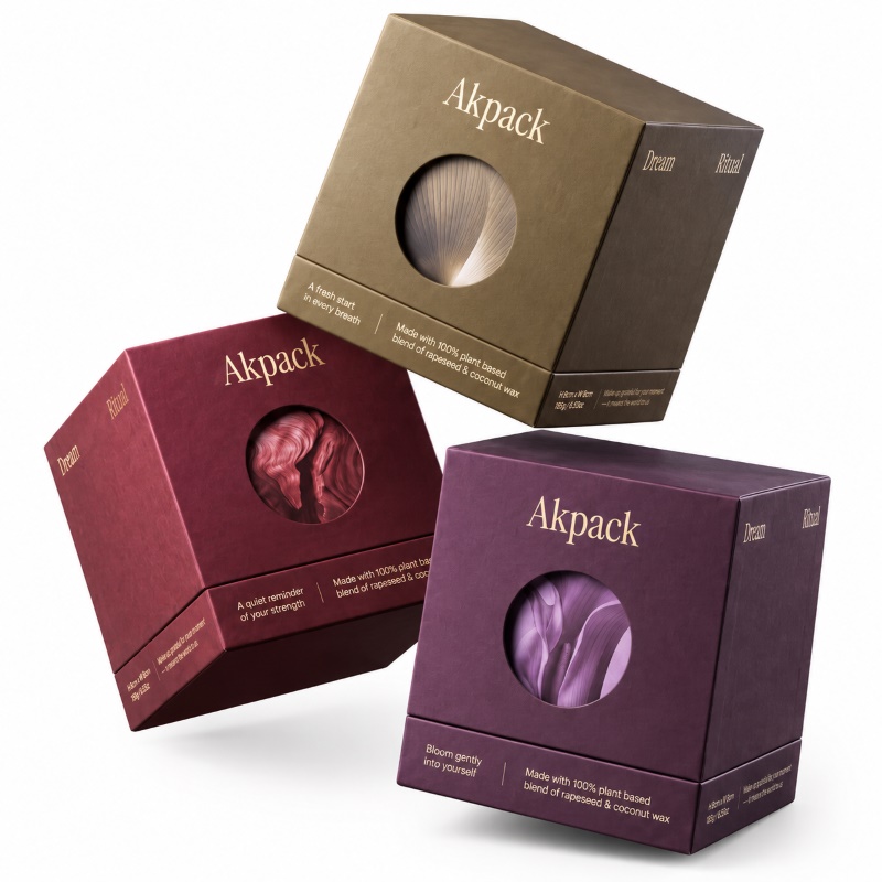 Custom Luxury Candle Gift Box with Window Lid Design And Premium Rigid Packaging for Home Fragrance