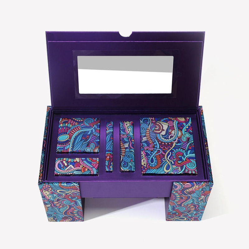 Custom Double Door Lift-Up Cosmetic Box with Compartments for Luxury Beauty Packaging