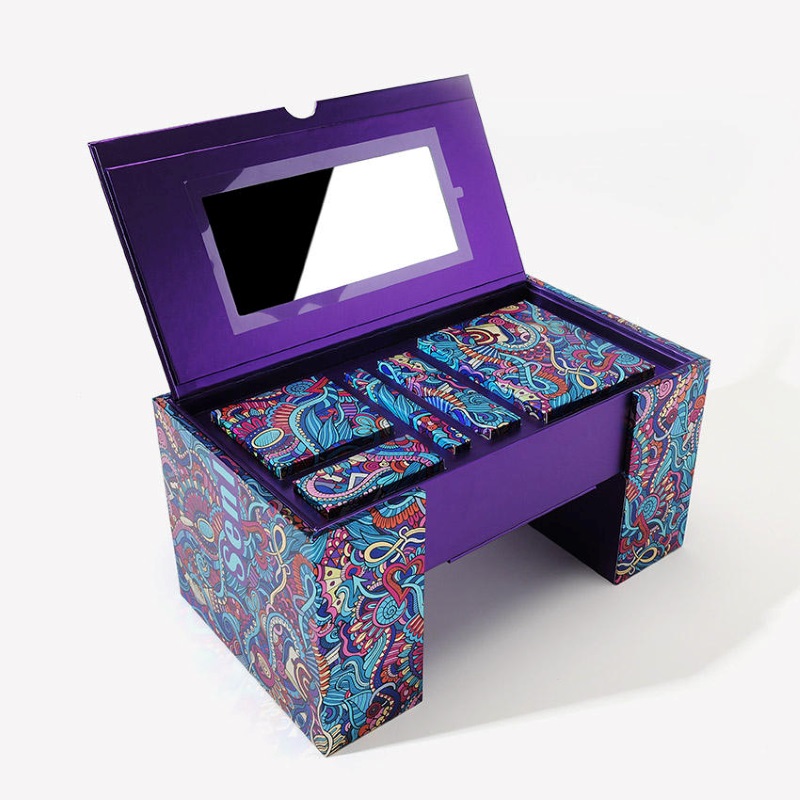 Custom Double Door Lift-Up Cosmetic Box with Compartments for Luxury Beauty Packaging