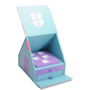 Custom House Shape Drawer Cosmetic Gift Box with Logo for Luxury Beauty Packaging