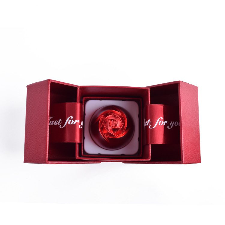Red Double-door Lift-top Rose-shaped Jewelry Gift Box
