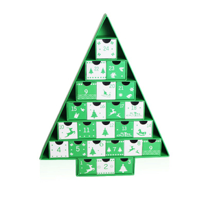 Custom Christmas Tree Advent Calendar Box with 24 Drawer Design And Festive Triangle Structure