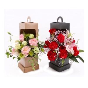Custom Eco-Friendly Foldable Flower Gift Box with Handle for Fresh Floral Packaging