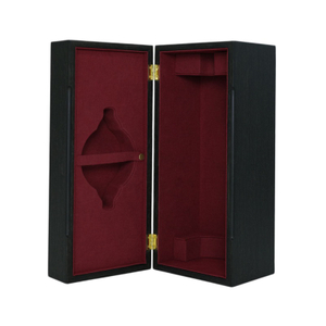  Luxury Black Wooden Wine Box with Double-Door Hinged Design