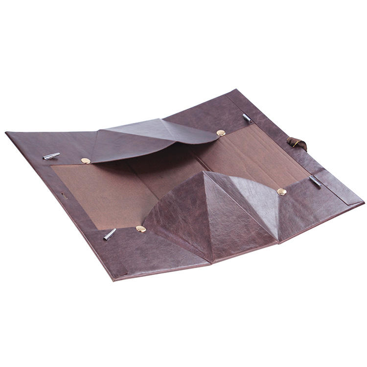Luxury PU Leather Folding Wine Gift Box with Ribbon Handle
