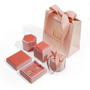 Custom Luxury Jewelry Gift Box Set with Velvet Finish And Premium Ribbon Decoration