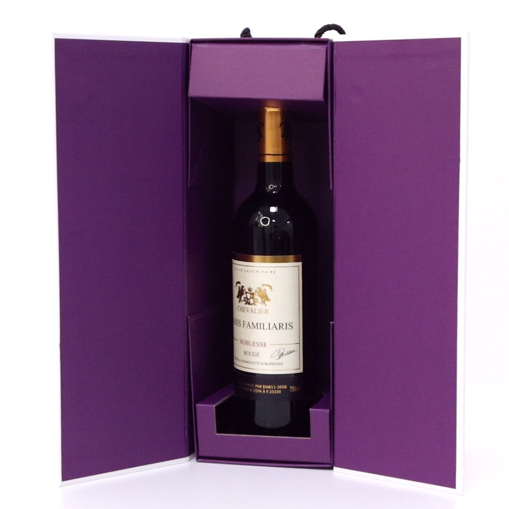  Luxury Foldable Wine Gift Box with Handle for Premium Beverage Packaging