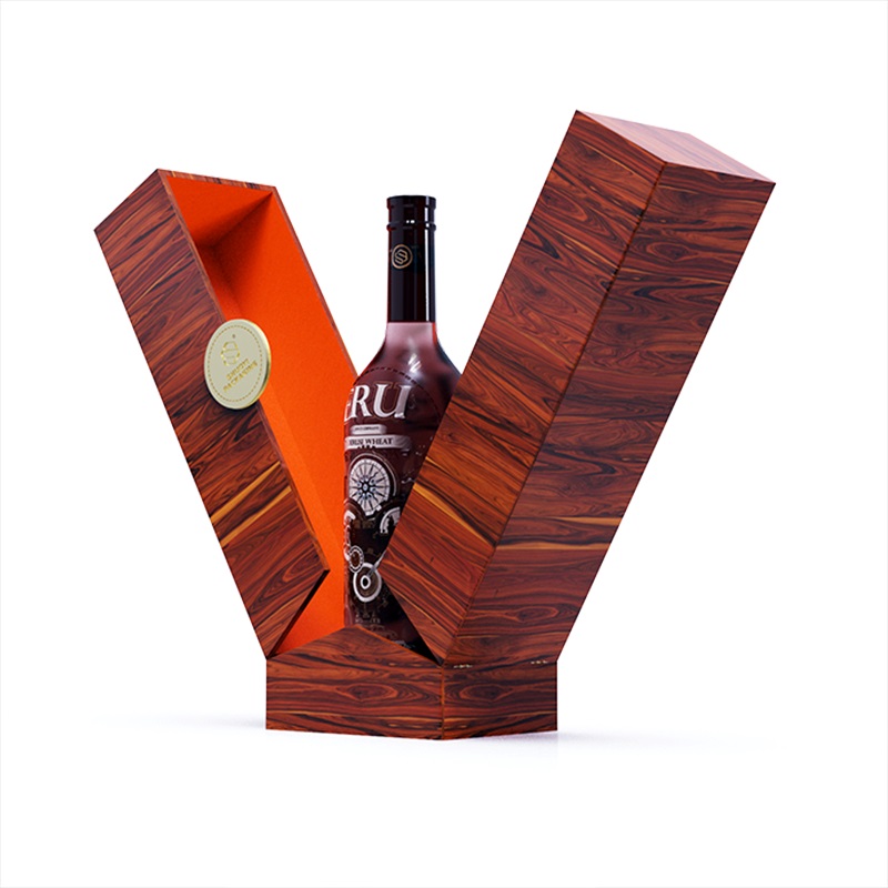 Red Wooden Double Door Wine Gift Box for Premium Beverage Packaging